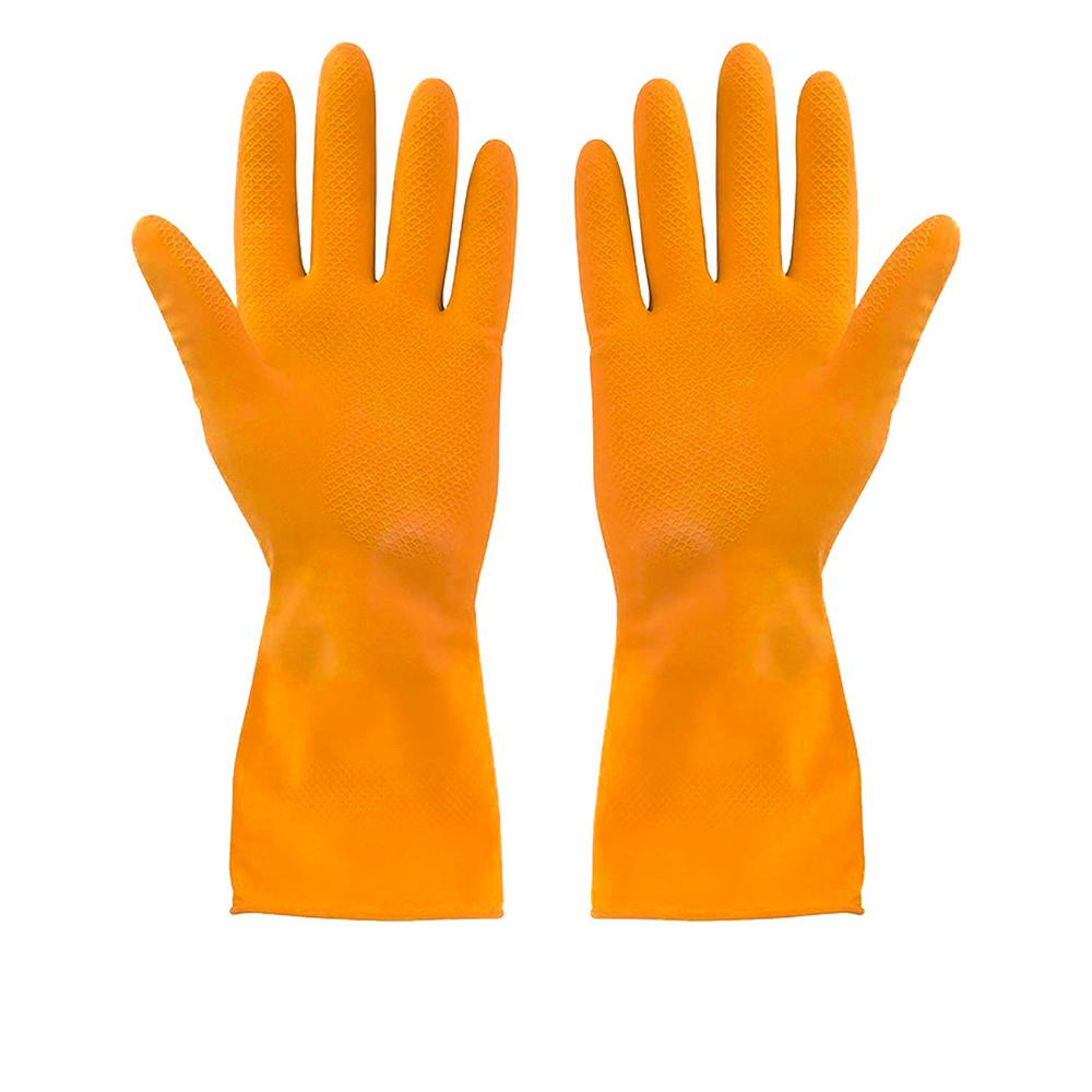 Heavy Duty Rubber Hand Gloves Orange Large