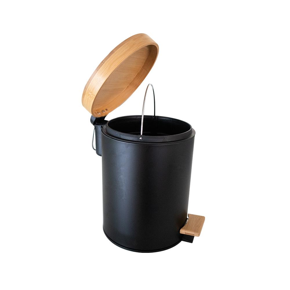 Pedal Bin with Bamboo Lid 5 L Black