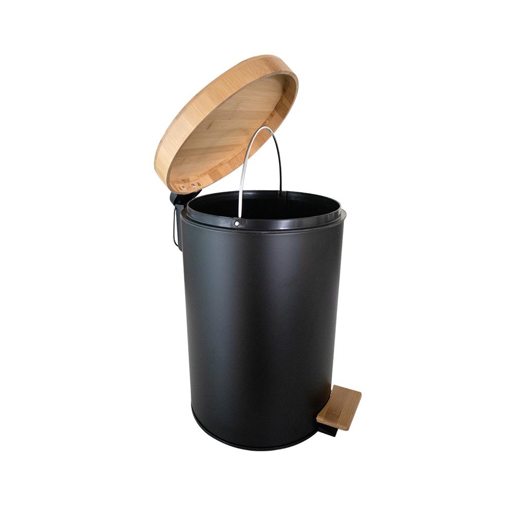 Pedal Bin with Bamboo Lid 12 L Black