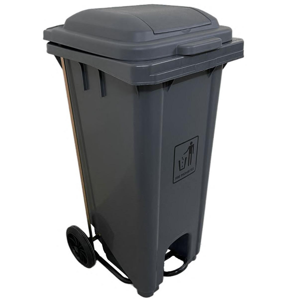 Front Pedal Operated Plastic Garbage Bin 120L Gray