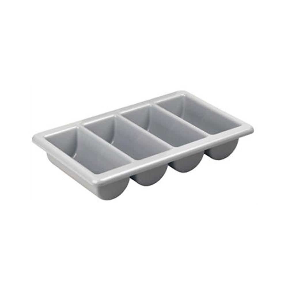 Plastic White Gray Cutlery Rack 4 Compartments